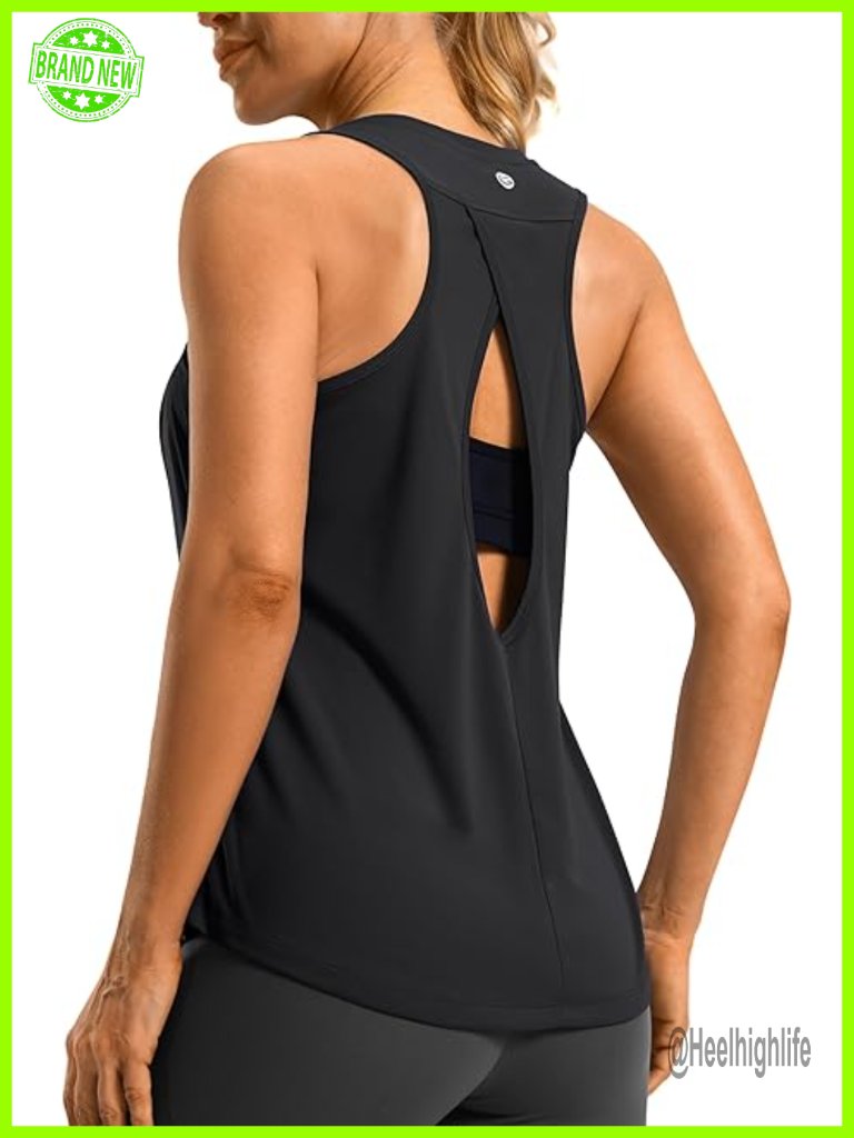 Open Back Yoga Tank Top Quick Dry Sleeveless Gym Shirt Loose Fit